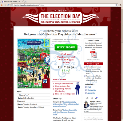 Screenshot of Election Day Advent Calendar
